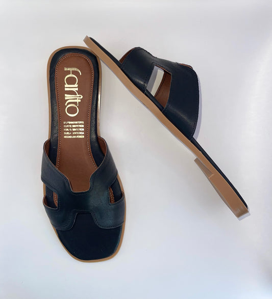 Julieta negro sandalias planas