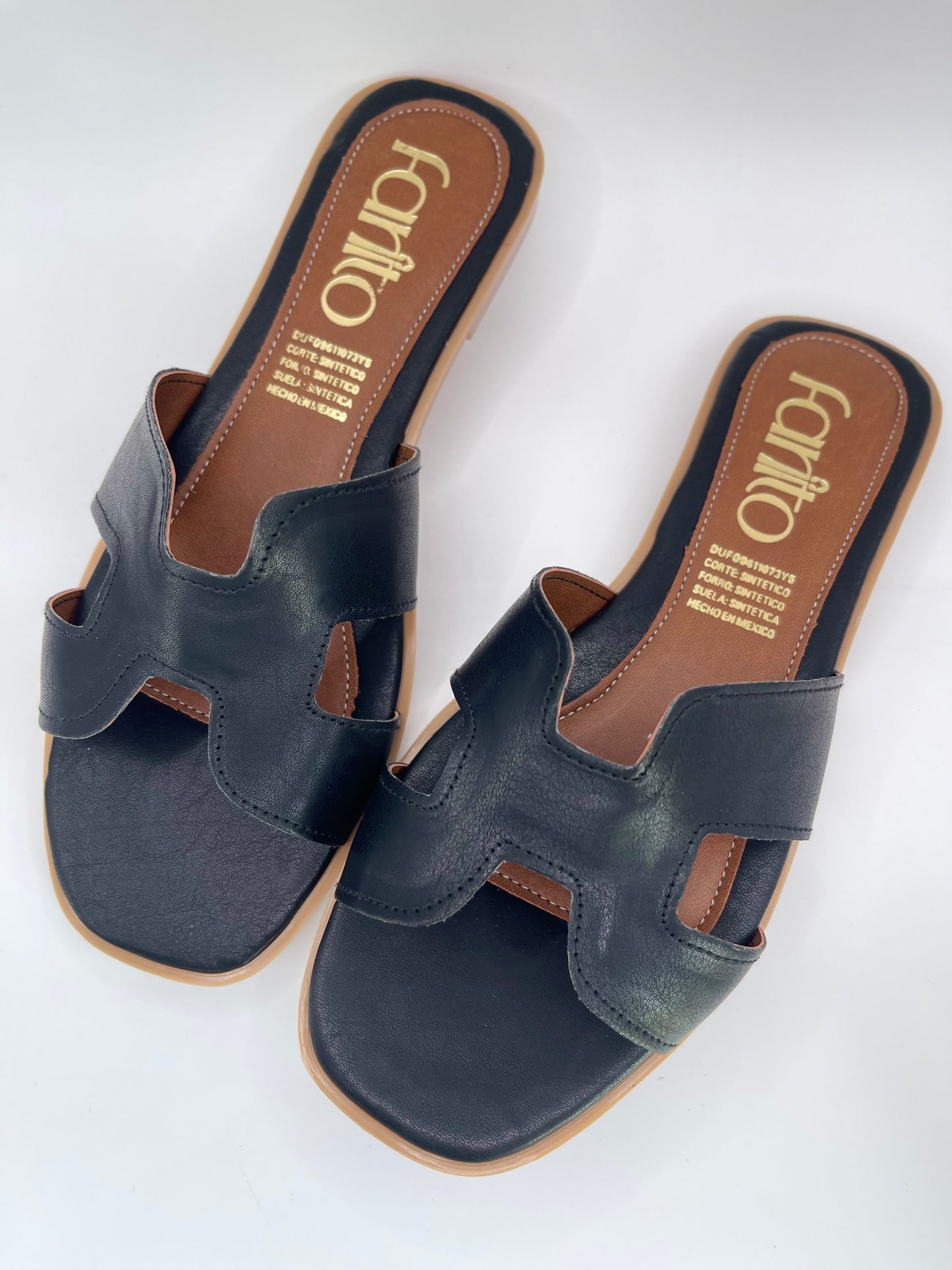 Julieta negro sandalias planas