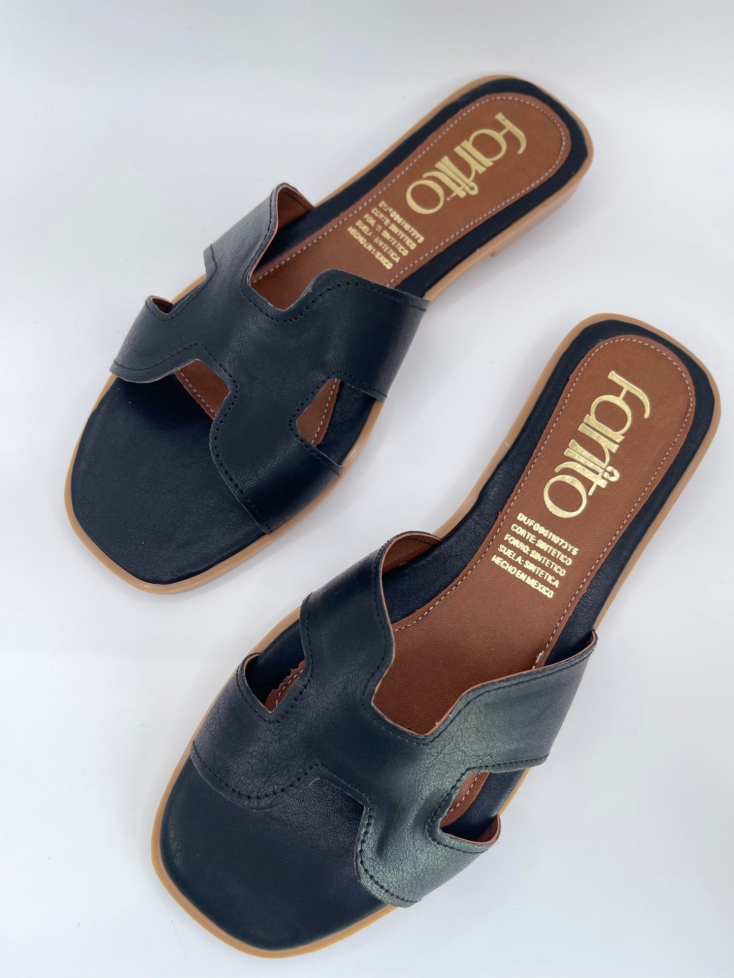 Julieta negro sandalias planas