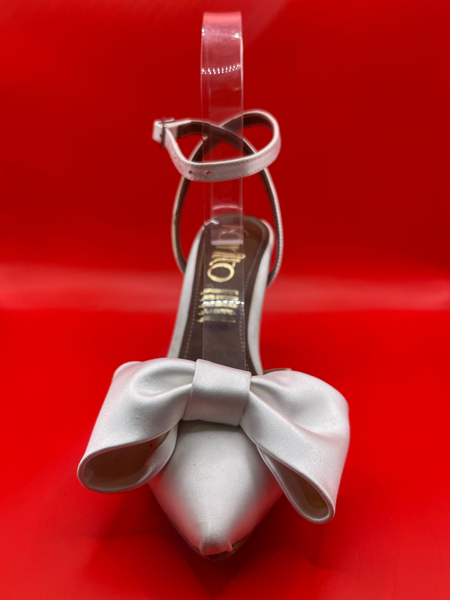 Blair blanco zapatillas de tacon con moño